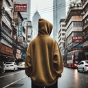 Michelangelo's David هودي اوفر سايز قطن للرجال باللون البني