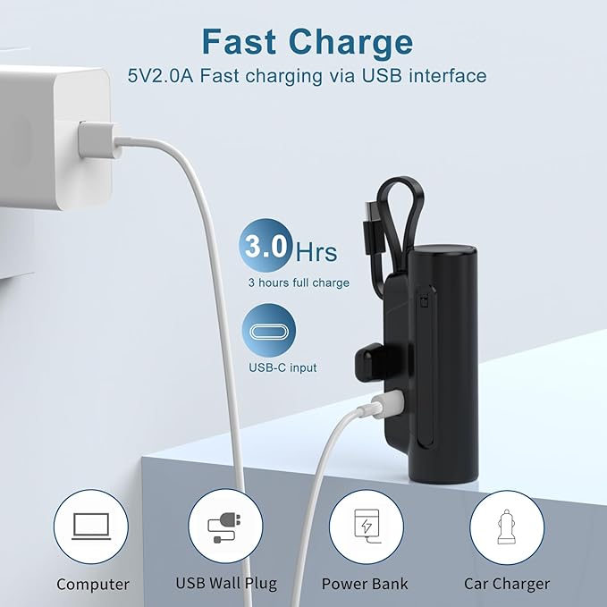 Type-Cباور بانك بسعة 2200 مللي أمبير مع كشاف مناسب للأيفون و