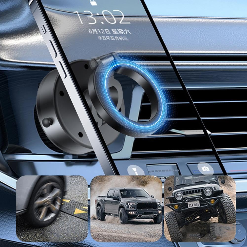 حامل موبايل مغناطيسي معدني بقوة شفط عالية للسيارات والاسطح الملساء - قابل للطي