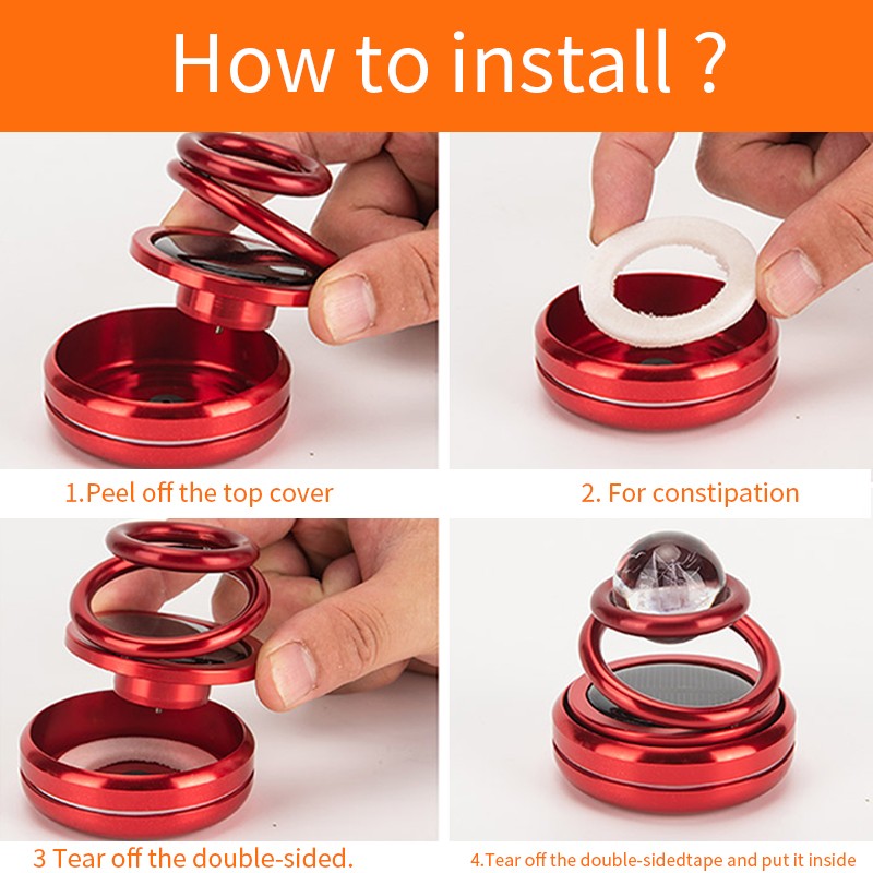 تعمل بالطاقة الشمسية فواحة لتابلوه السيارة على شكل كرة بلورية مزدوجة الحلقات