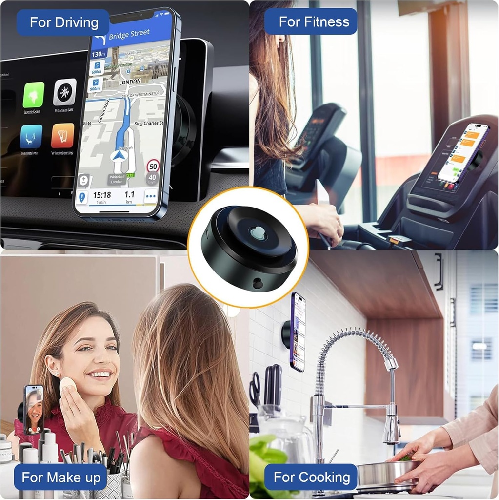 حامل موبايل مغناطيسي يعمل بقوة شفط قوية للتثبيت علي المرايات والاسطح الملساء