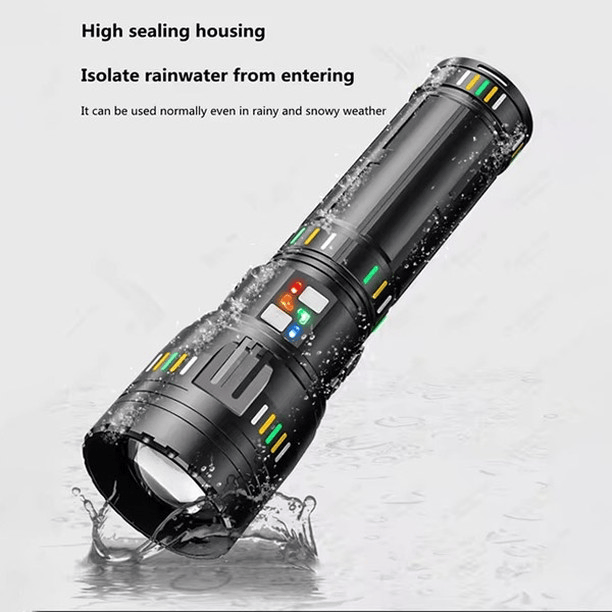 كشاف ليد يدوي للرؤية الليلية قابل التعديل بخاصية الزوم قابل لاعادة الشحن بيو اس بي