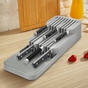 حامل ومنظم سكاكين من البلاستيك 9 خانات للادراج ورخامة المطبخ