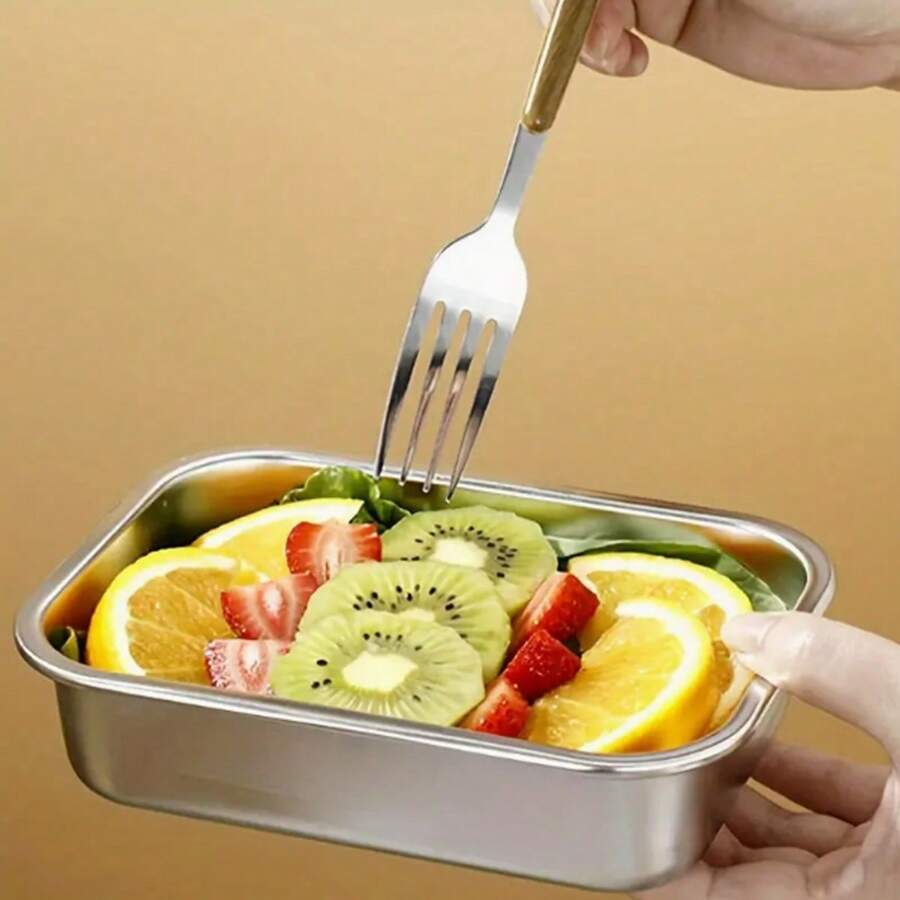 طقم علب ثلاجة ستانلس ستيل 3 قطع بمقاسات مختلفة بغطاء محكم الغلق لحفظ الطعام