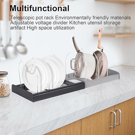 حامل ومنظم لاغطية الحلل والمقالي 7 خانات قابلة للتعديل