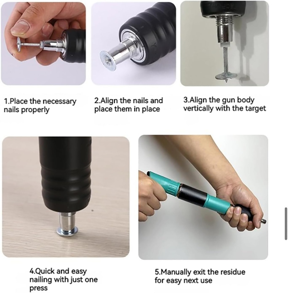 مسدس مسامير لاسلكلي يدوي مضاد للضوضاء مع 25 مسمار لاعمال النجارة وصيانة المنزل