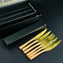 طقم معالق وشوك وسكاكين ستاليس ستيل جولد بيد خشب - 24 قطعة