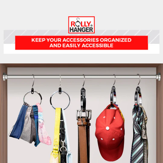 شماعة دوارة لتعليق الأحزمة والكابات والشنط لتوفير مساحة داخل الدولاب