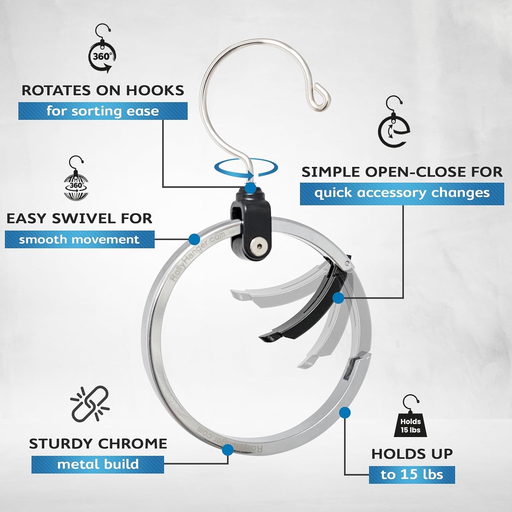 شماعة دوارة لتعليق الأحزمة والكابات والشنط لتوفير مساحة داخل الدولاب