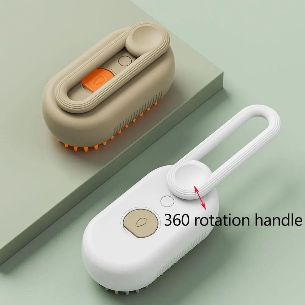 فرشاه شعر للقطط والحيوانات الاليفة ذاتية التنظيف مع بخار للتدليك - قابلة للشحن