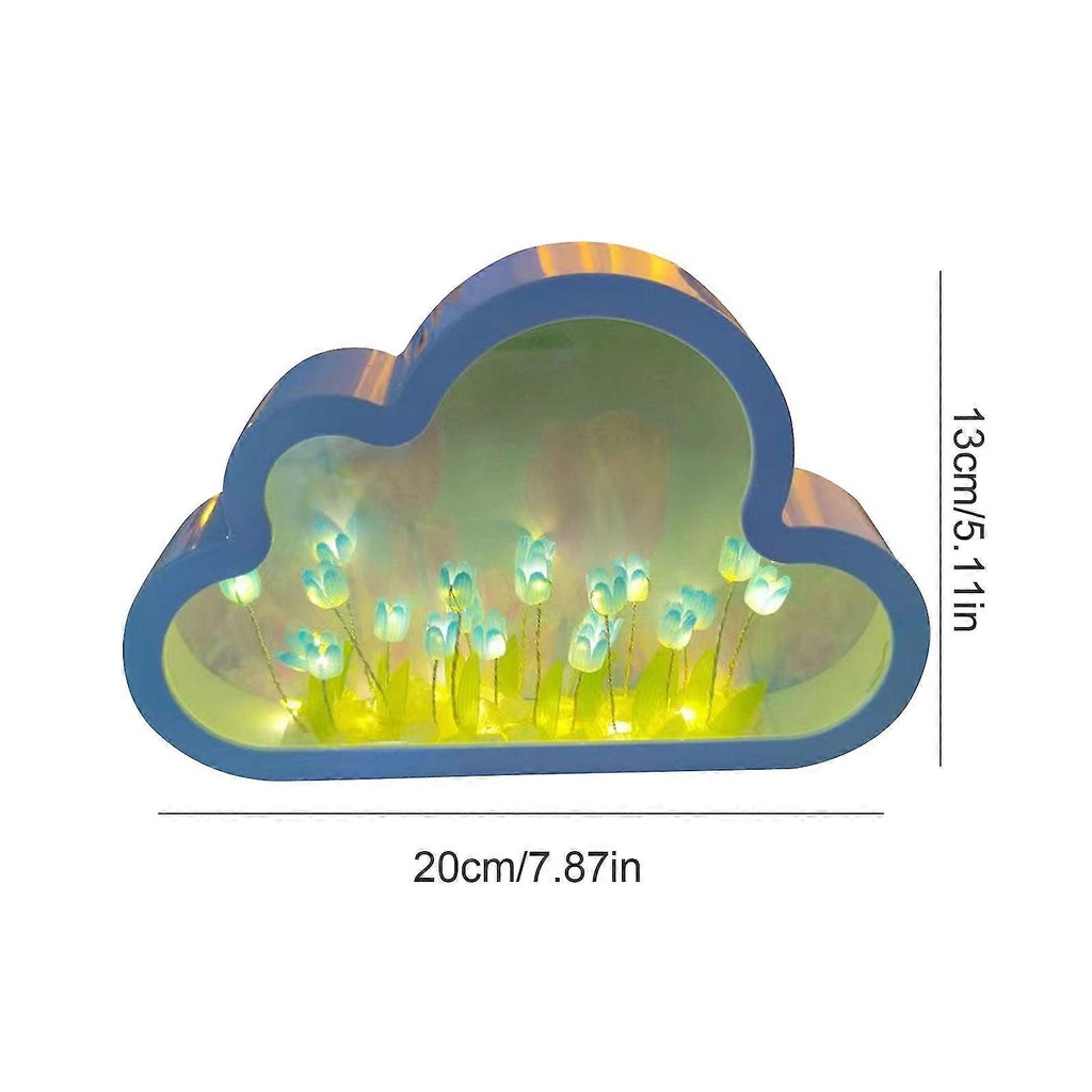 اباجورة ليلية شكل سحابة  2*1 مع مراية مزينة من الداخل بزهرة التيوليب