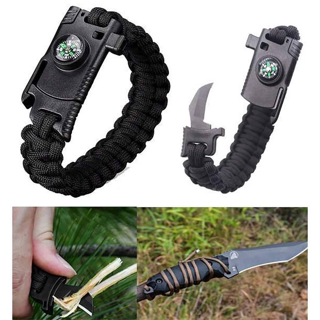 اسورة بوصلة للسفر والتخييم مدمجة بسكينه ميني للطوارئ