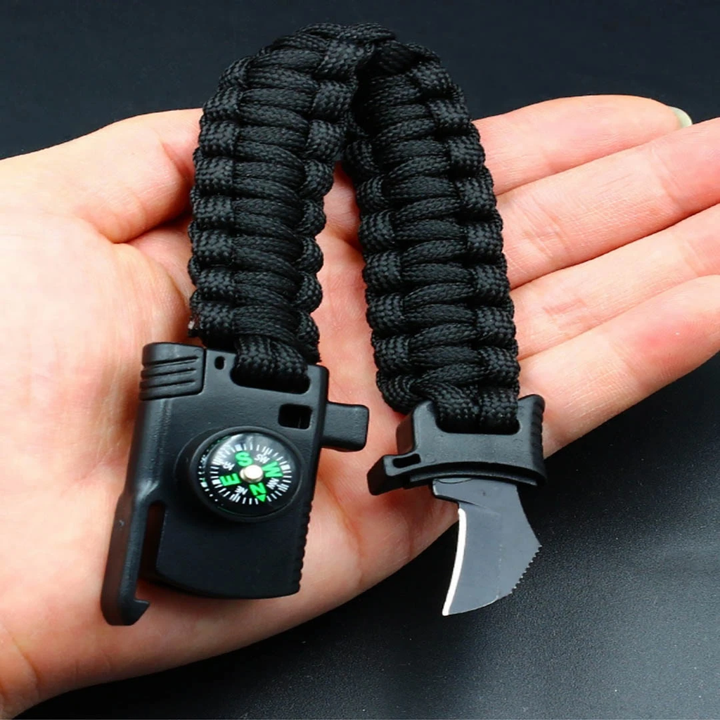 اسورة بوصلة للسفر والتخييم مدمجة بسكينه ميني للطوارئ