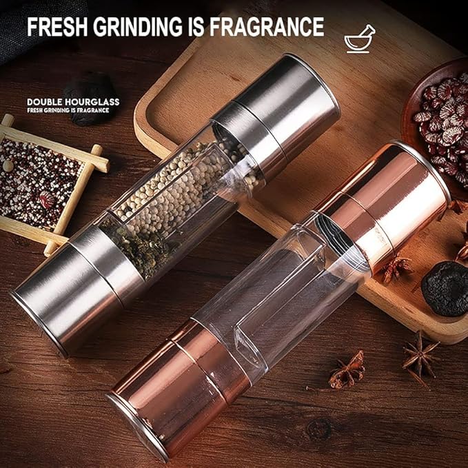 مطحنة  يدوية 2*1 برأس مزوجة للفلفل الاسود والملح