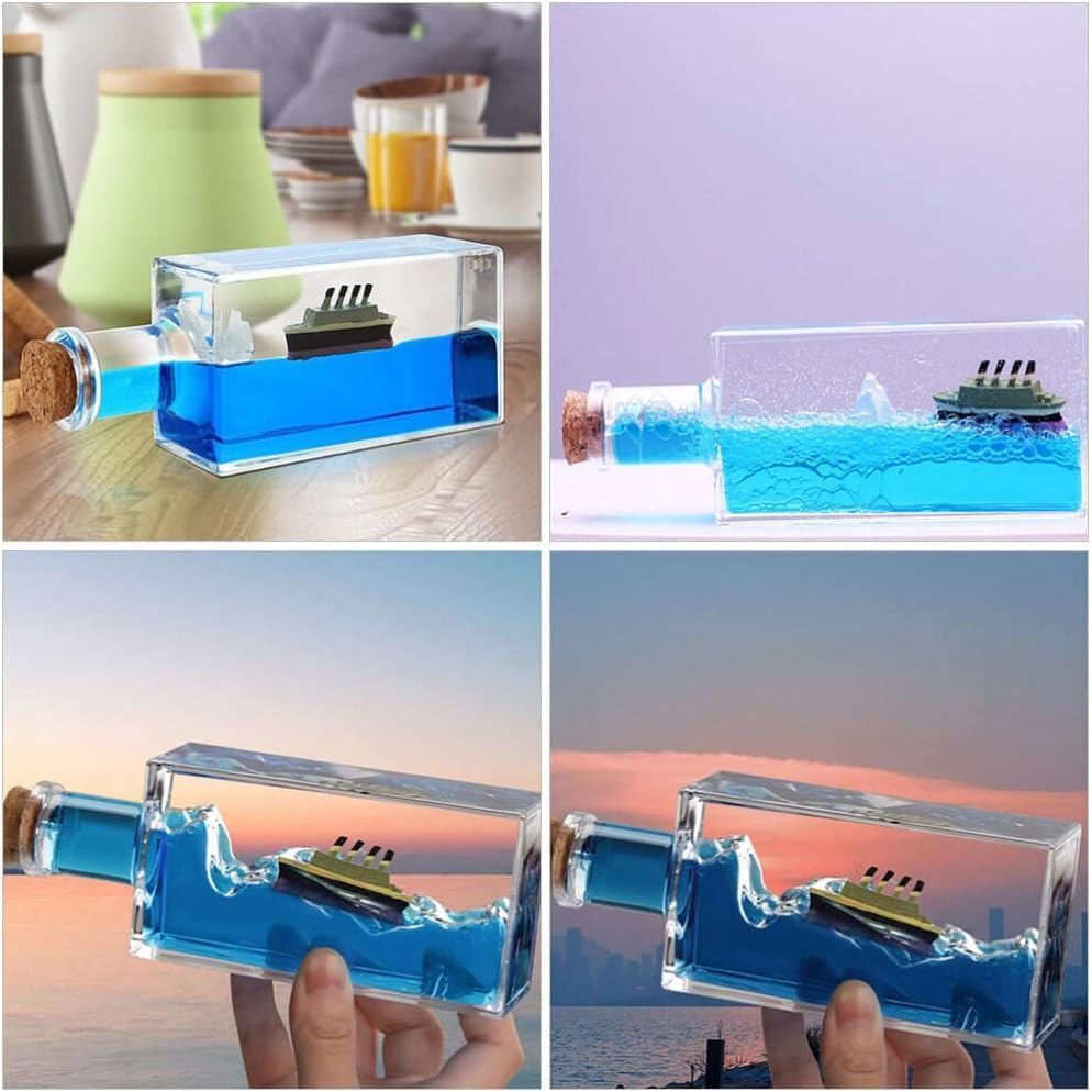 زجاجة ديكور مزينة من الداخل بسفينة بحرية مجسمة لديكور الليفنج وغرف النوم