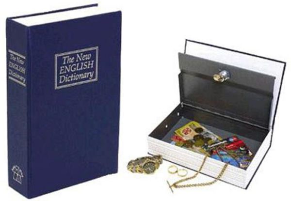 خزنة معدنية سرية على شكل كتاب حقيقي مع قفل حماية ارقام سرية لحفظ واخفاء النقود والمجوهرات