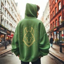 Golden Anubis هودي اوفر سايز قطن باللون الزيتوني