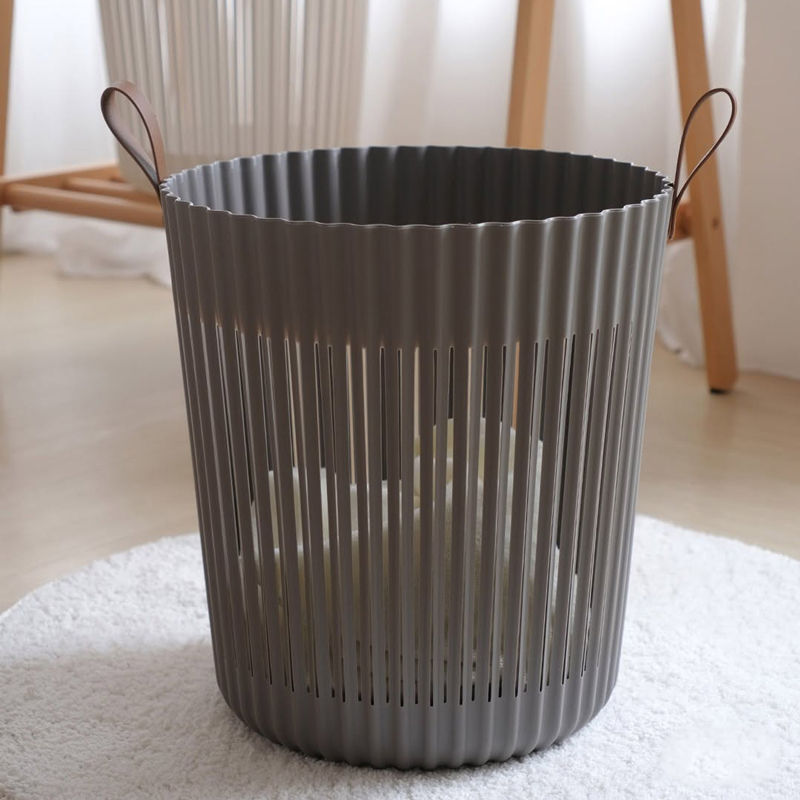 باسكت غسيل بيد جلد من الجانبين لحمل وتنظيم الملابس والعاب الاطفال