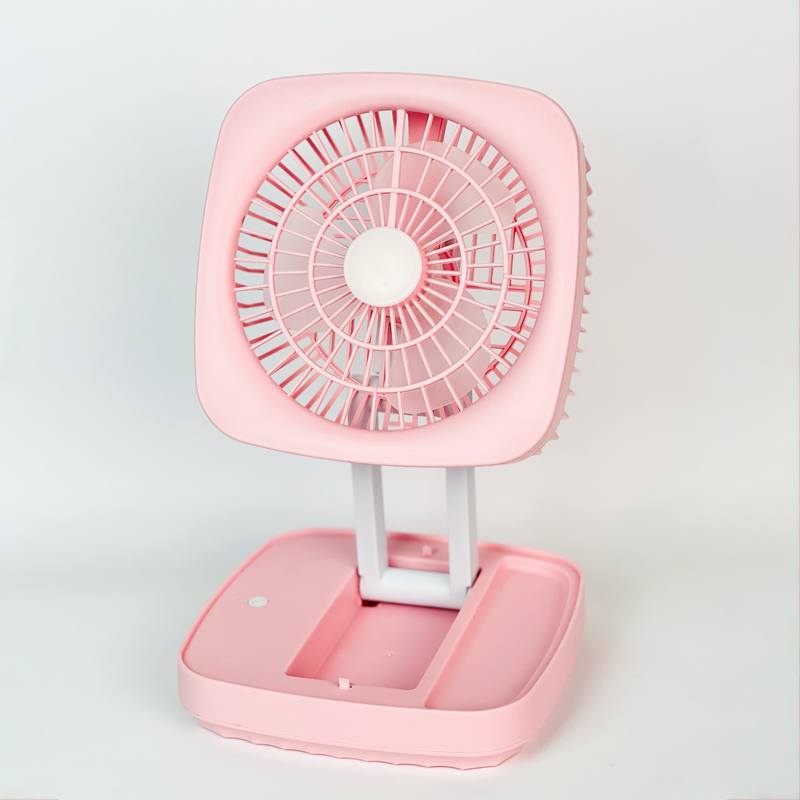 - تعمل بالشحن مروحة مكتب قابلة للطي مع اضاءة ليد و3 سرعات تهوية