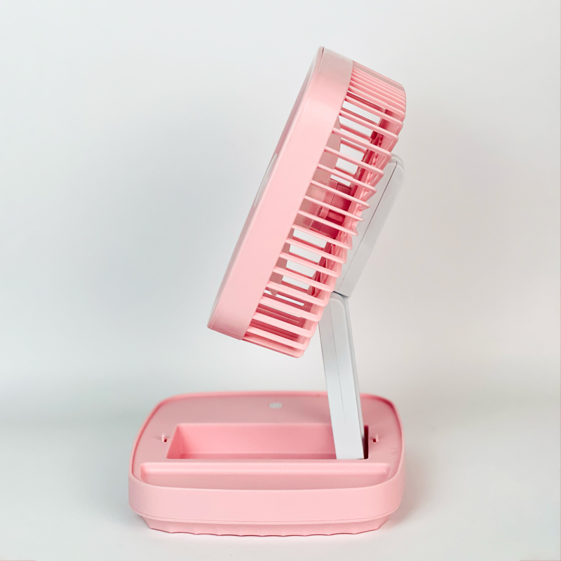 - تعمل بالشحن مروحة مكتب قابلة للطي مع اضاءة ليد و3 سرعات تهوية