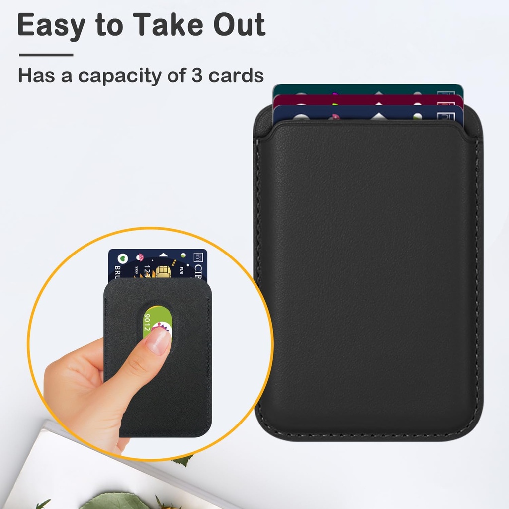 محفظة بطاقات وكروت مغناطيسية من الجلد لظهر الموبايل لموبايلات الايفون