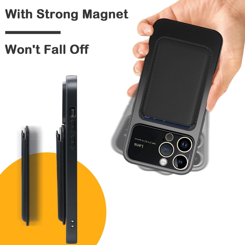 محفظة بطاقات وكروت مغناطيسية من الجلد لظهر الموبايل لموبايلات الايفون