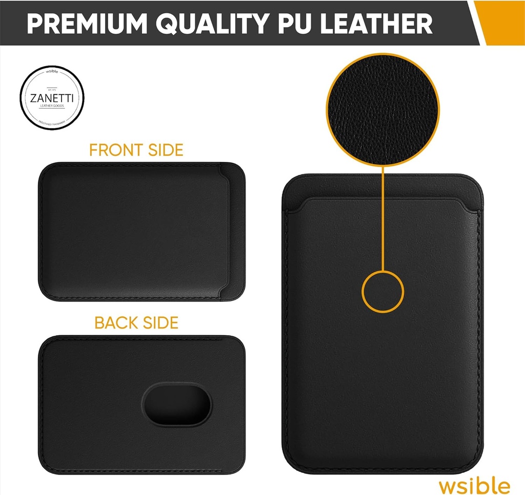 محفظة بطاقات وكروت مغناطيسية من الجلد لظهر الموبايل لموبايلات الايفون