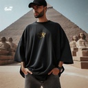 Gold of the Gods تيشيرت اوفر سايز قطن باللون الاسود للرجال