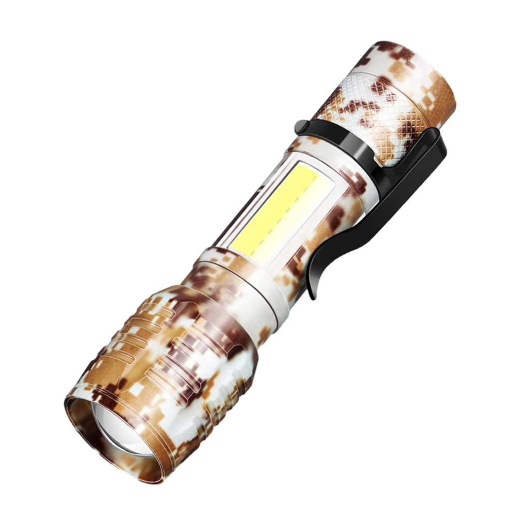 كشاف ميني مع خاصية الزوم القابلة للتعديل ب 3 اضاءات _ بيو اس بي للشحن