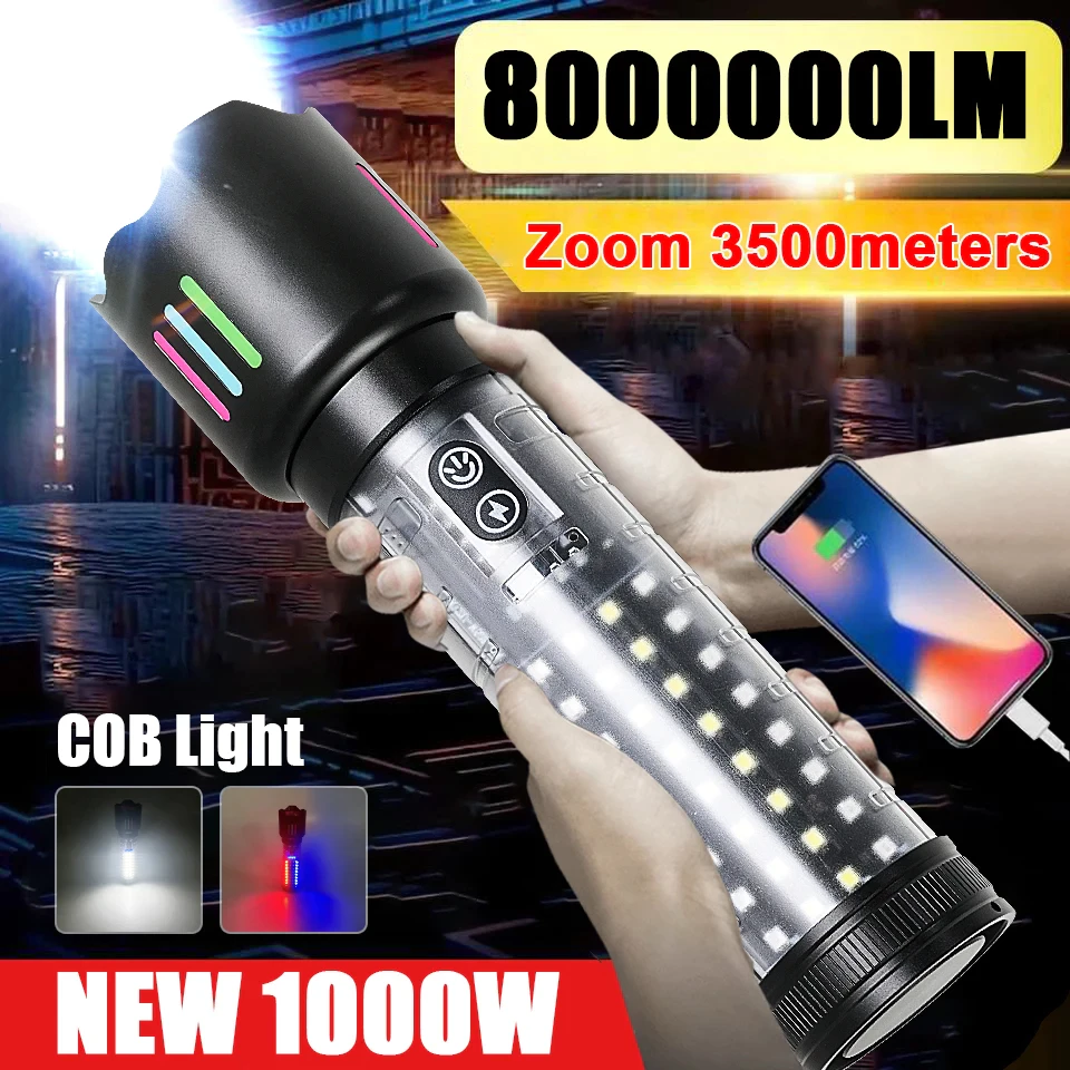 كشاف طوارئ ب 3 اوضاع اضاءة مختلفة مزود بيو اس بي للشحن