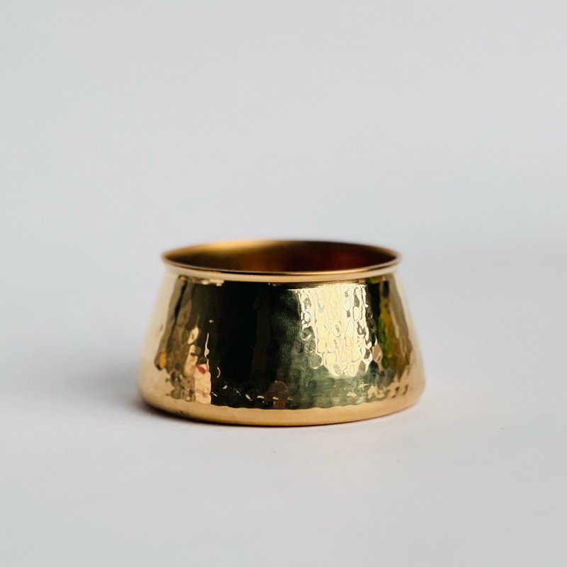 وعاء حامل شموع من النحاس مزخرف للديكور باللون الذهبي - 5 * 9 سم