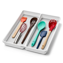 منظم لدرج المطبخ مقسم 2 خانة سيليكون من الداخل لتنظيم المعالق والشوك