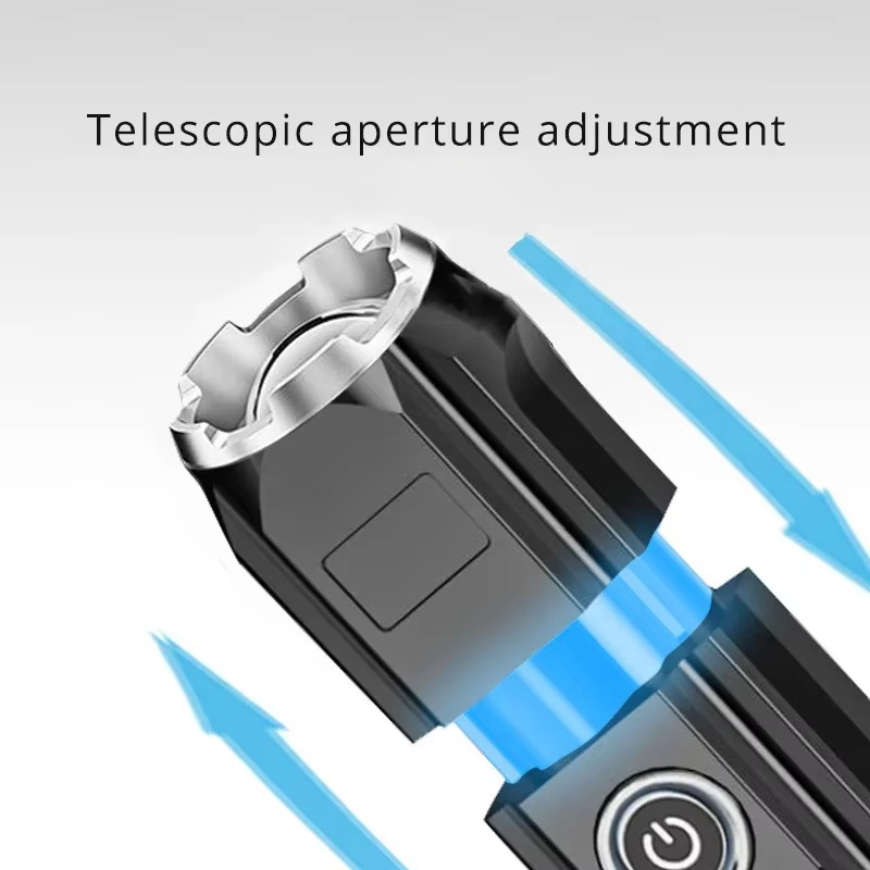 كشاف ميني مع خاصية الزوم القابلة للتعديل ب 4 درجات اضاءاه مختلفة _ مع يو اس بي للشحن