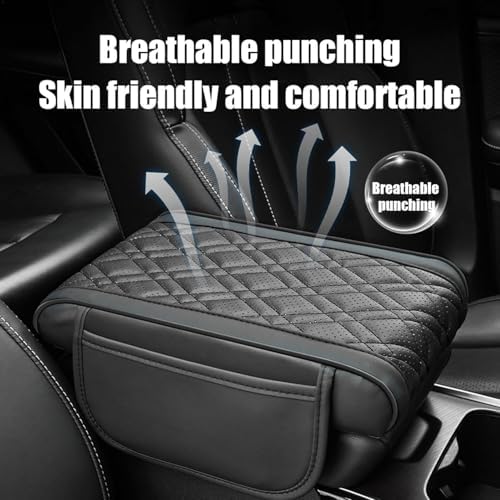 مسند سيارة جلد مبطن لراحة الذراع اثناء القيادة مع جيوب جانبية للتخزين