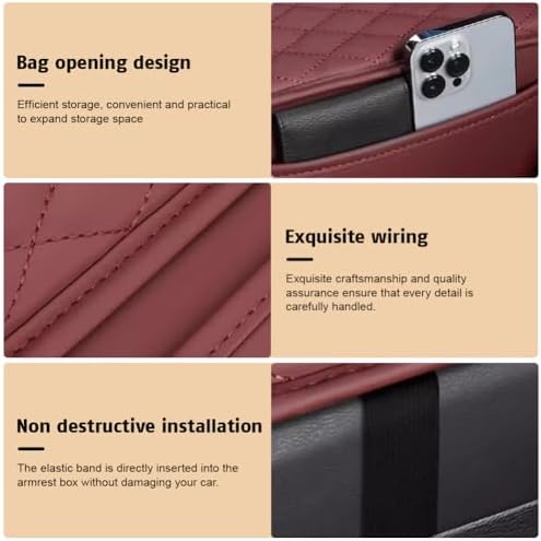 مسند سيارة جلد مبطن لراحة الذراع اثناء القيادة مع جيوب جانبية للتخزين