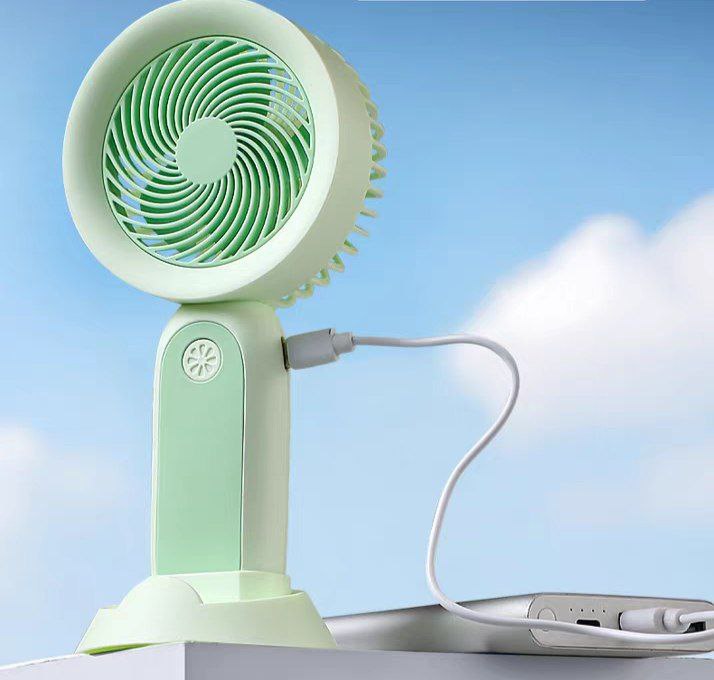 مروحة يد محمولة بضوء ليد وسرعتين _ بيو اس بي للشحن