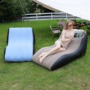 شيزلونج قابل للنفخ من قماش مخملي ناعم  بمسند للظهر