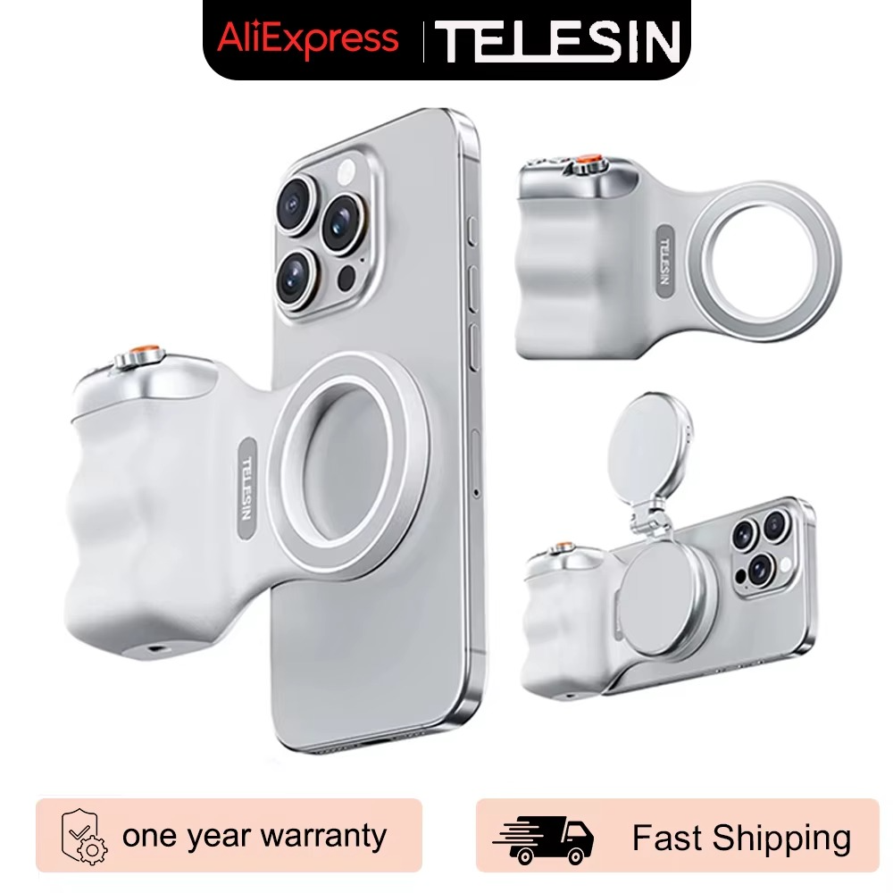 مقبض مغناطيسي للتحكم في كاميرا الهاتف مناسب لأيفون وأندرويد مع زر غالق لاسلكي قابل للفصل