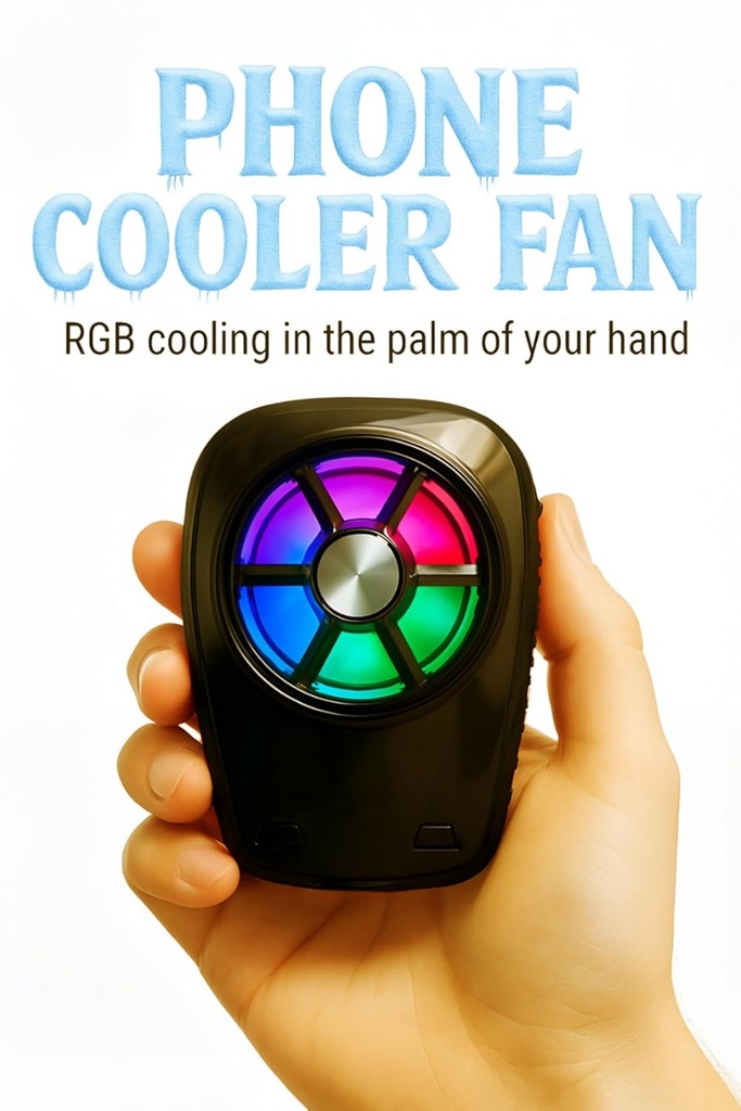 مروحة لاسلكية لتبريد الهاتف اثناء اللعب  مزودة بإضاءة ار جي بي  مع 3 مستويات للتبريد
