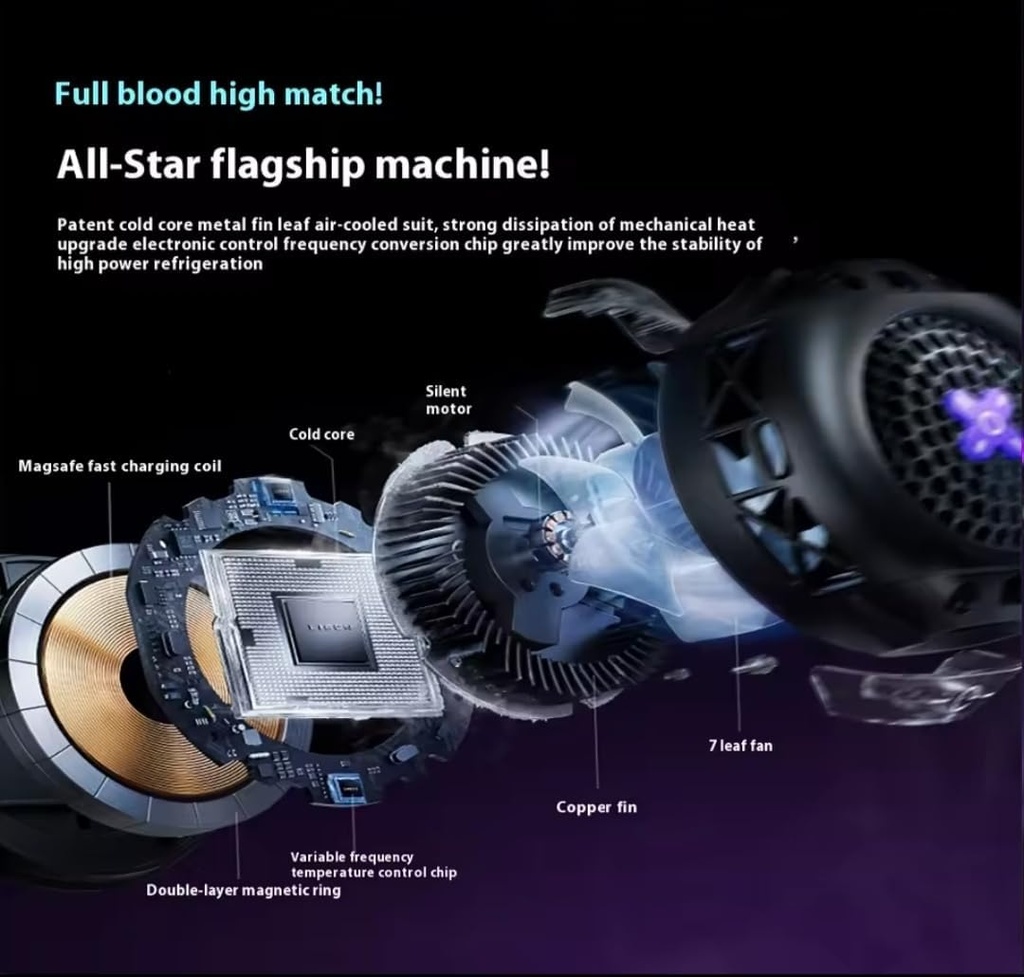 مروحة سلكية لتبريد الهاتف مزودة ب 3 مستويات إضاءة