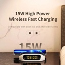 شاحن لاسلكي مع شاشة ساعة رقمية بقوة 15 وات