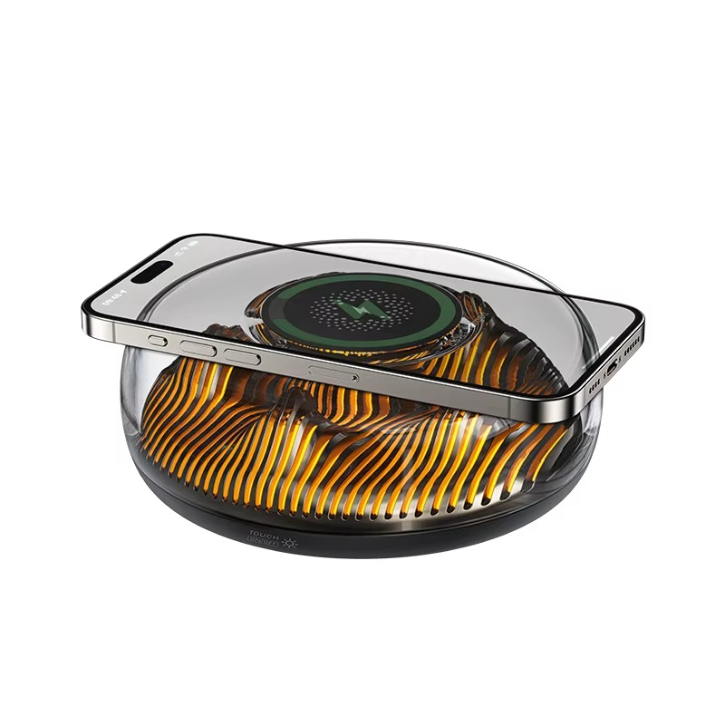 شاحن لاسلكي بقوة 15 واط بإضاءة ليد ليلية لجو مميز وهادي