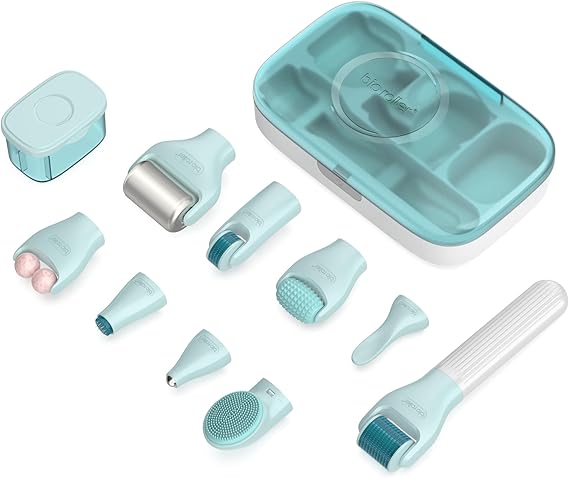 مجموعة ديرما رولر 10 في 1 للوجه والجسم والشعر  مع 9 رؤوس قابلة للاستبدال