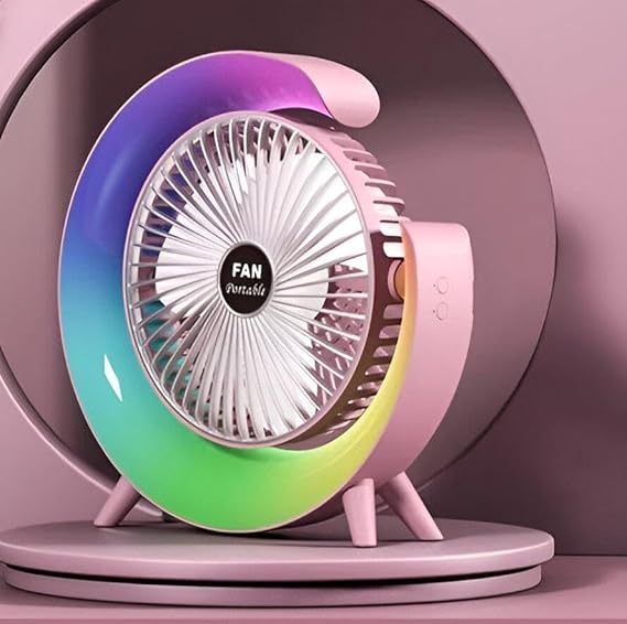 مروحة مكتب ليد بتصميم مبتكر ب 3 سرعات تهوية مختلفة تعمل بالشحن