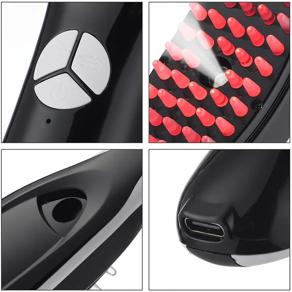 فرشة تدليك فروة الرأس الكهربائية بـ 3 أوضاع اهتزاز مع ضوء أحمر وأزرق