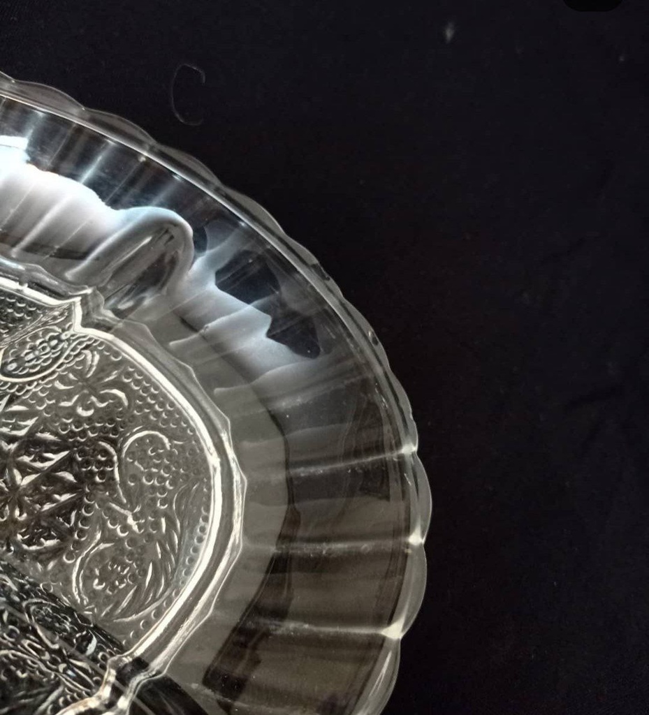 طقم تسالي مكون من قطعتين من الزجاج الشفاف لتقديم المكسرات والكاندي