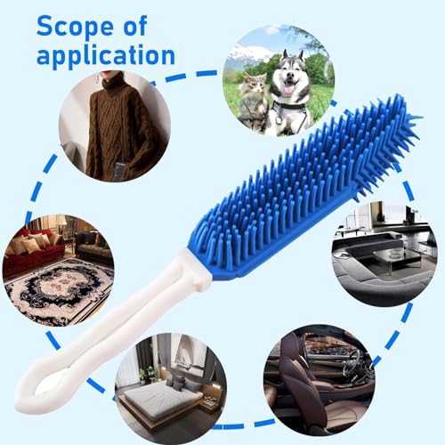 فرشة سيليكون لإزالة شعر الحيوانات الأليفة مع مقبض مريح لسهولة الاستخدام