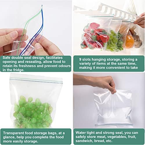 رف تخزين معلق للثلاجة مزود بجزء قابل للسحب مع 10 اكياس بسحاب لحفظ الطعام