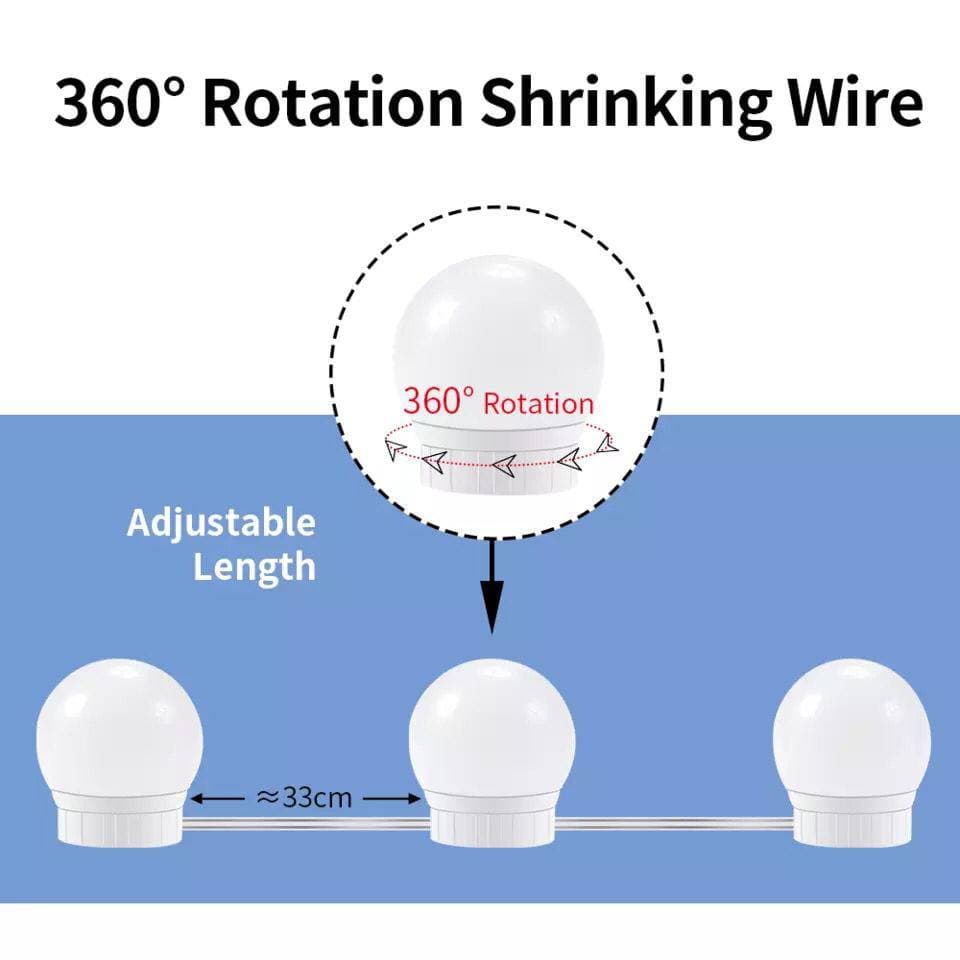 لمبات ليد بثلاث درجات تركب علي المرايا بسهولة لتعطي اضائه افضل للميك أب (Hollywood mirror)