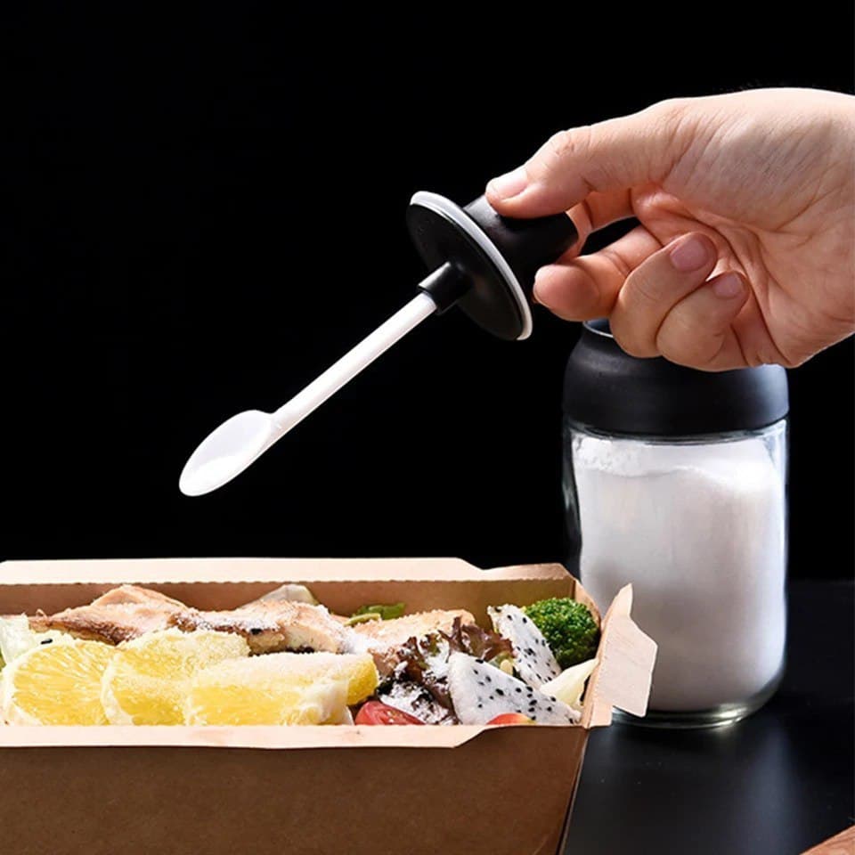 طقم 2 برطمان  للتوابل والشاي والسكر المميز بالملعقة